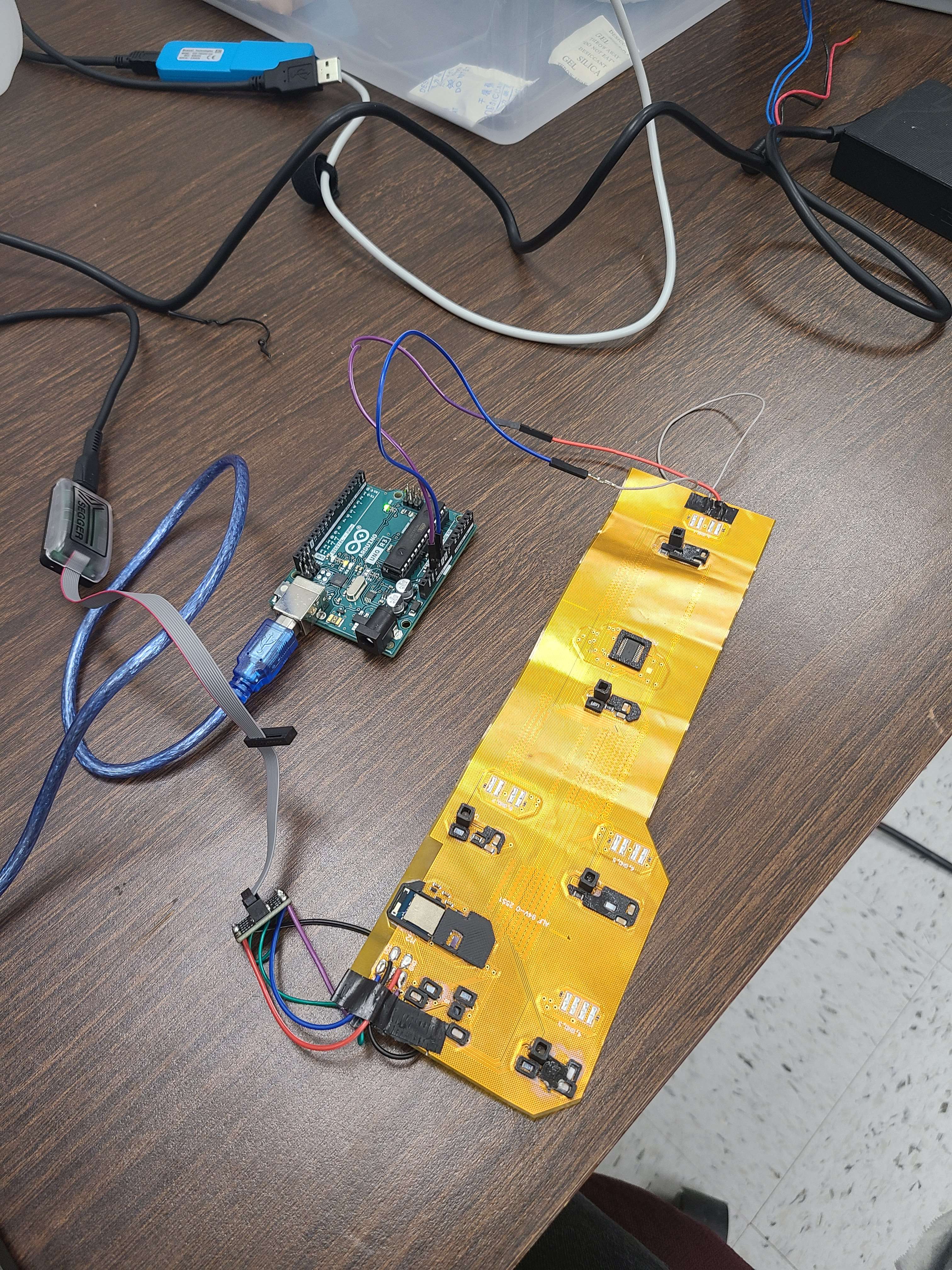 Multimodal rigid/flex PCB during testing