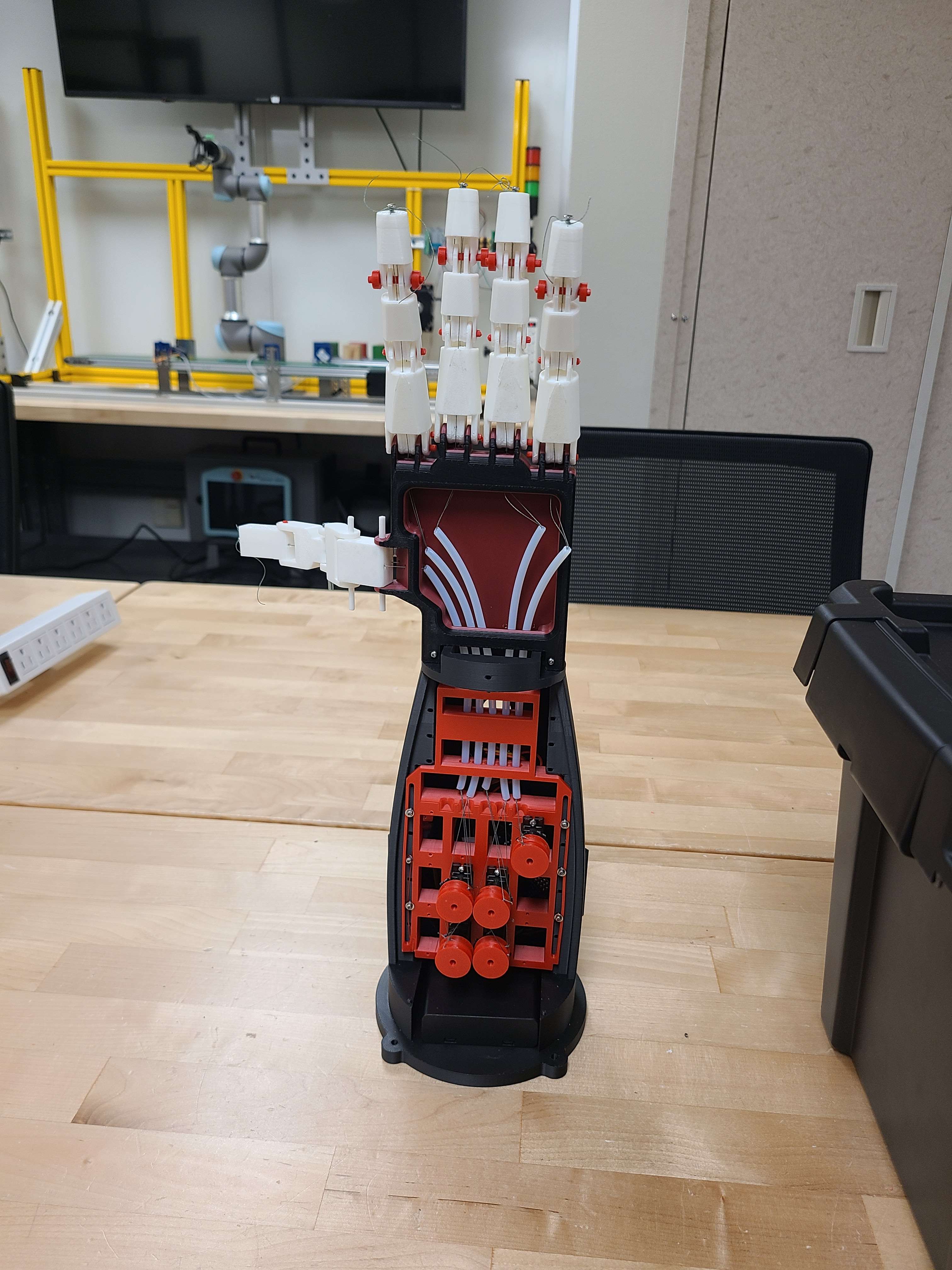 Close-up of robotic hand built during the RET program