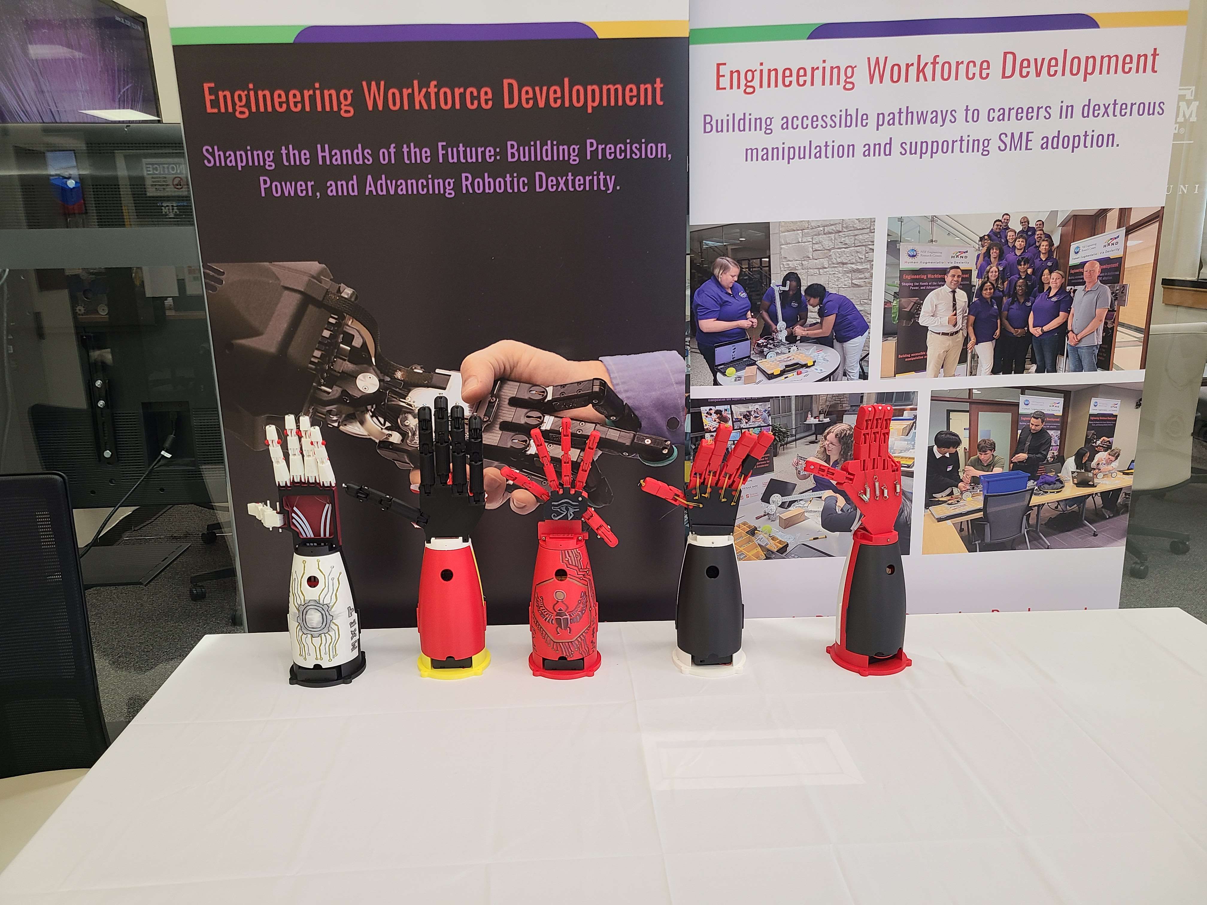 Robotic hands built during the Research Experience for Teachers program