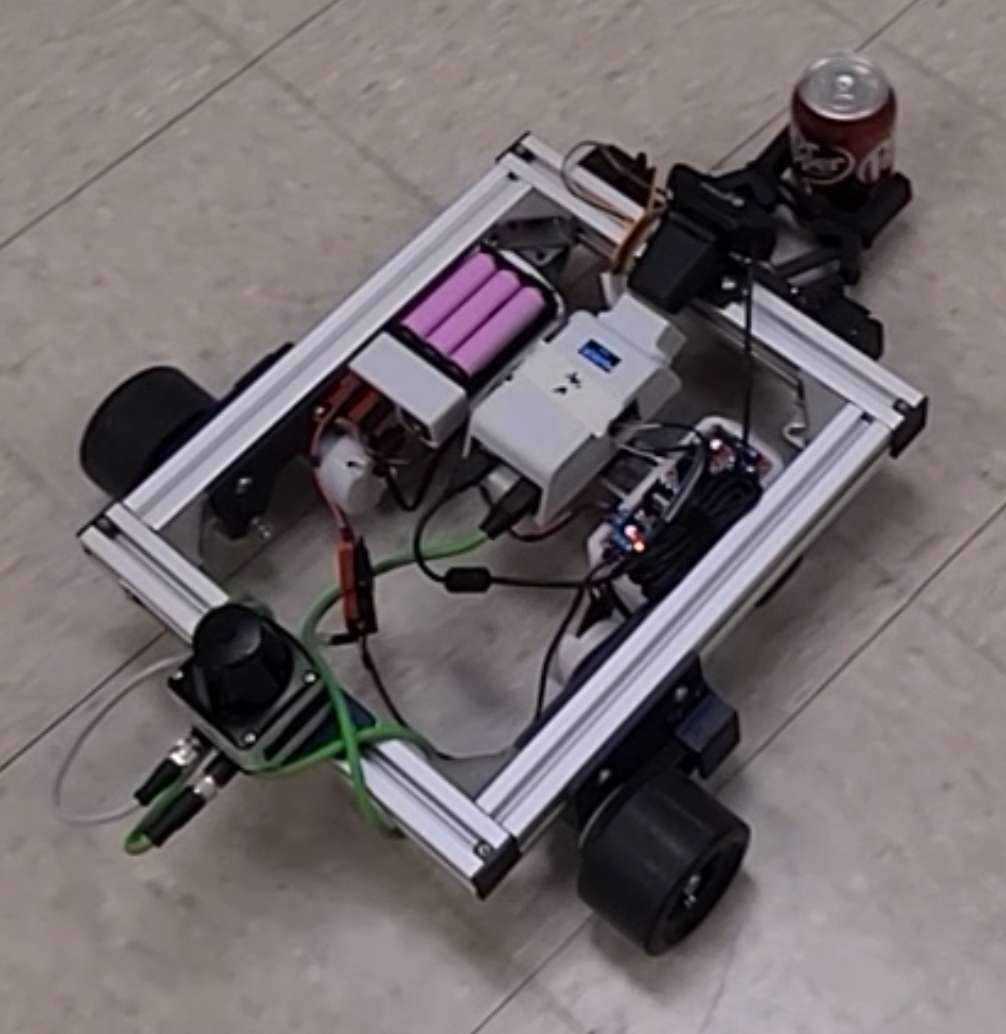 SCUTTLE v3 robot with gripper holding a soda can